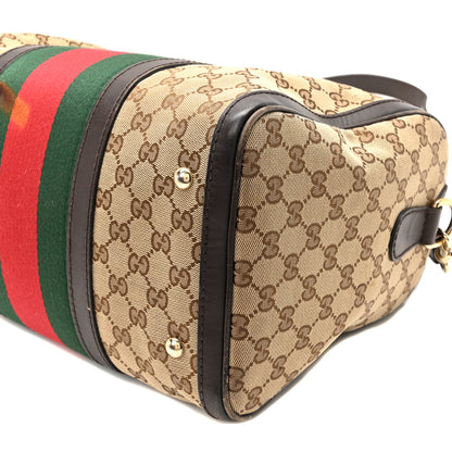 Gucci Monogram Vintage Web Medium Boston Dark Brown 9 of 12