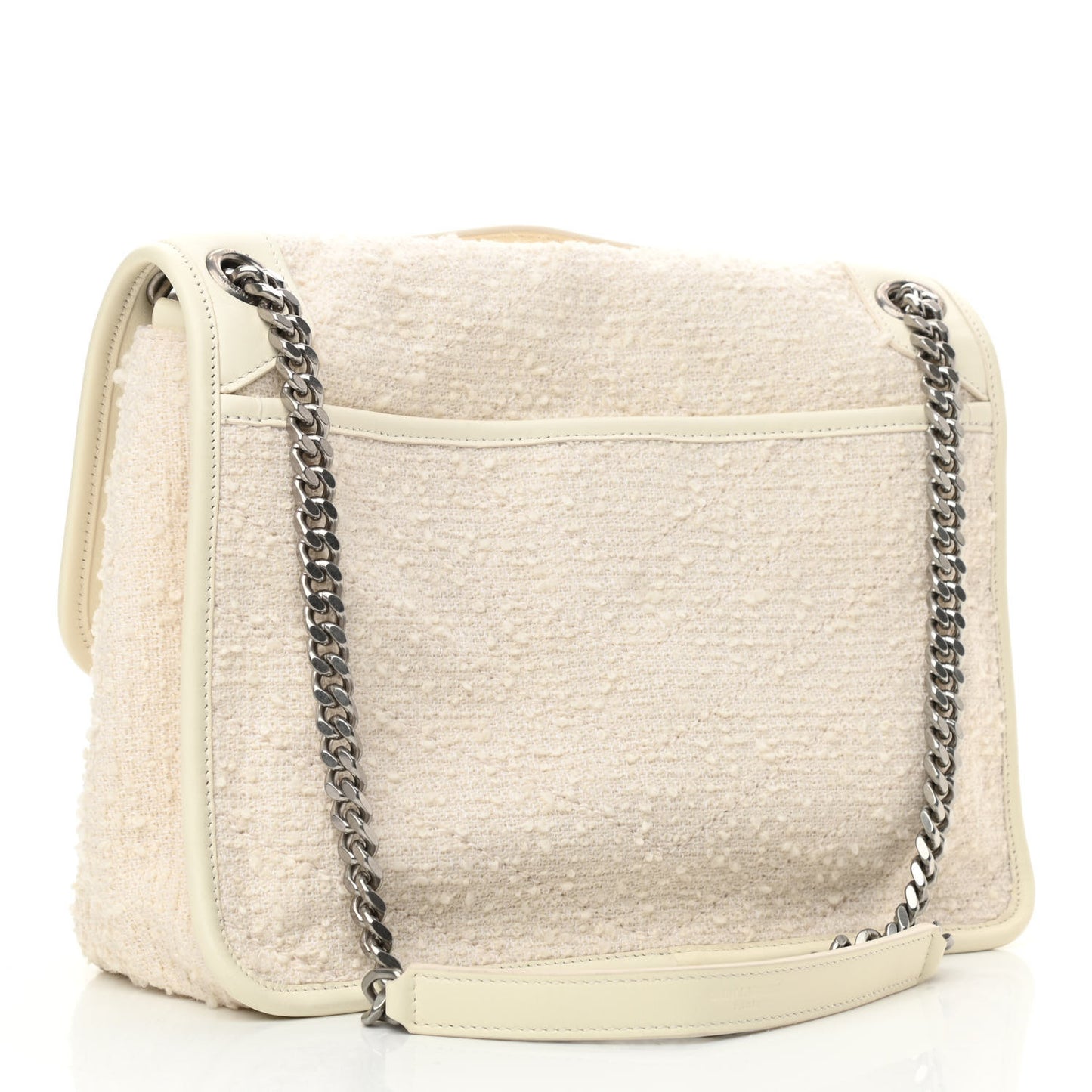 Tweed Calfskin Matelasse Monogram Medium Niki Chain Satchel Ivory