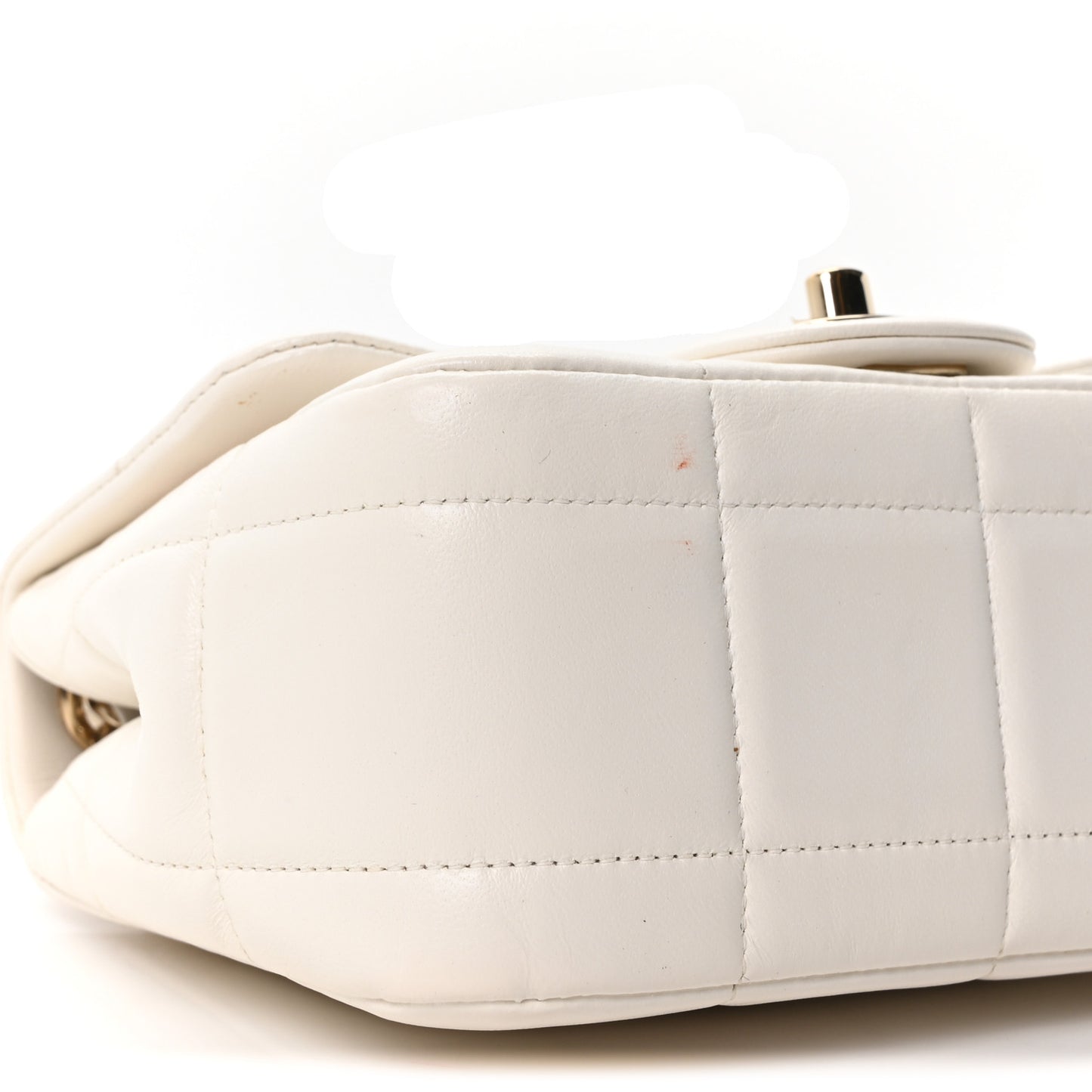 Lambskin Resin Crystal Square Quilted Monacoco Mini Square Flap White