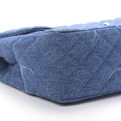 Chanel Denim Quilted CC Print Jumbo Single Flap Blue 9 of 11
