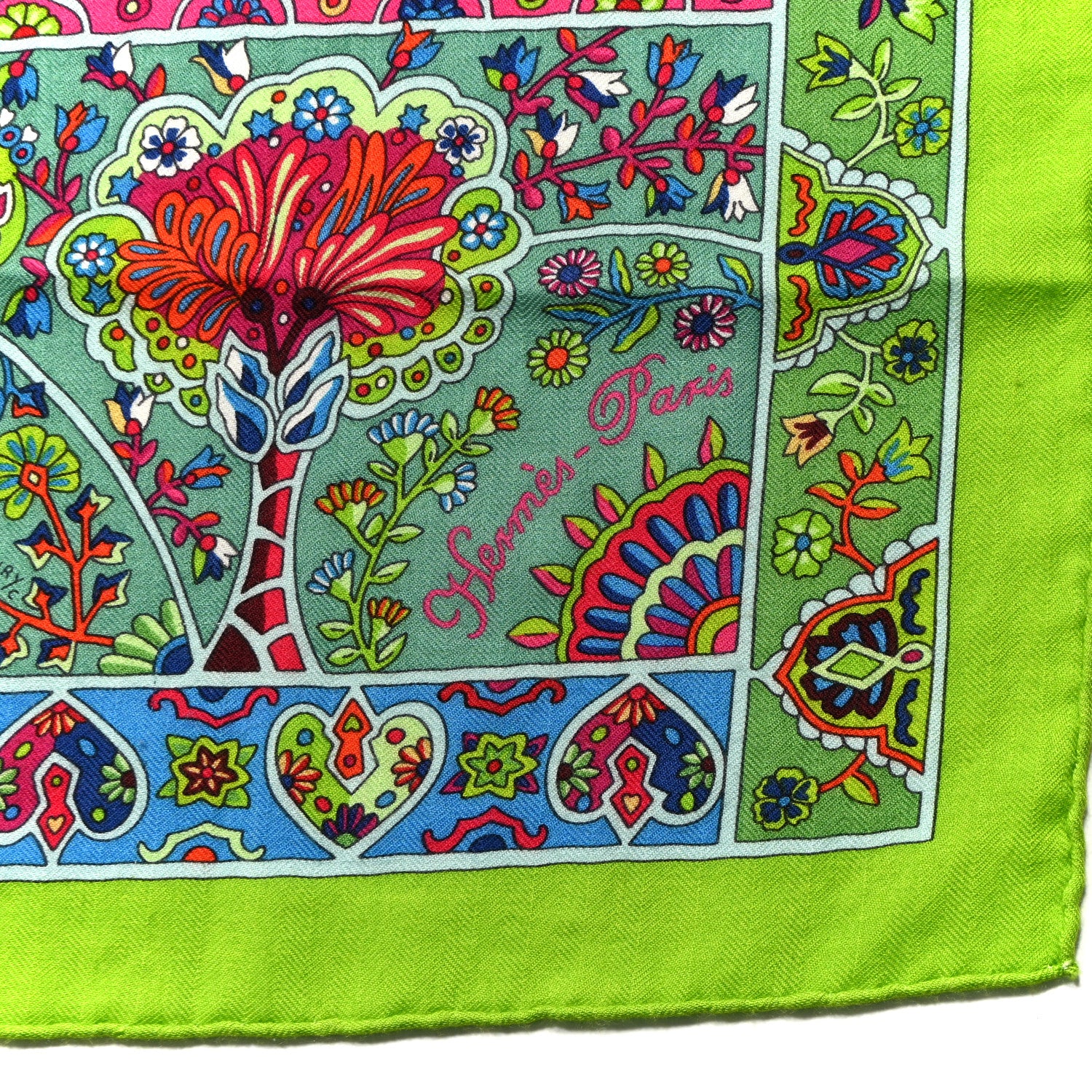 Hermes Cashmere Silk Au Pays Des Oiseaux Fleurs Shawl 140 2 of 7