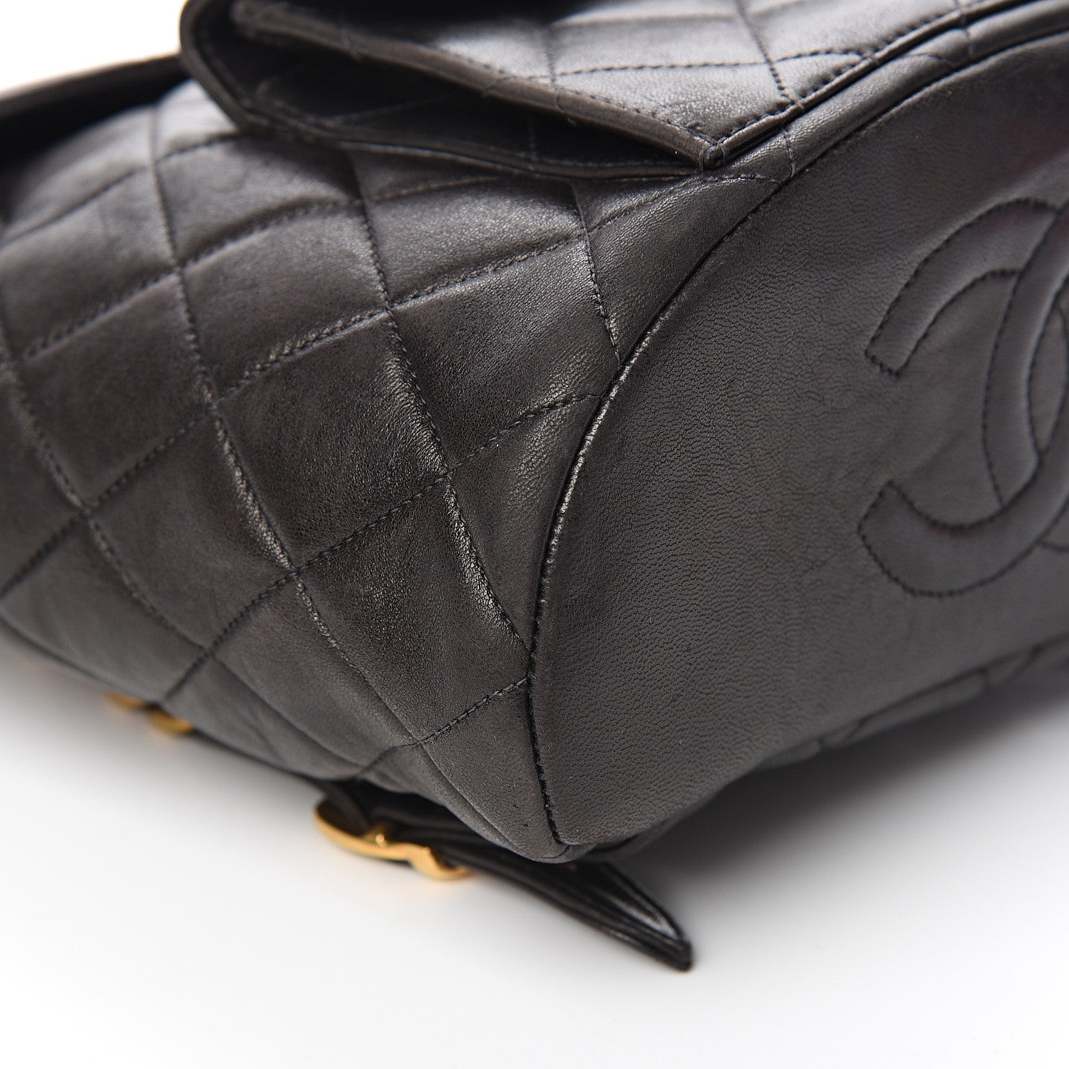 Chanel Lambskin Quilted Drawstring Backpack Black 10 of 11