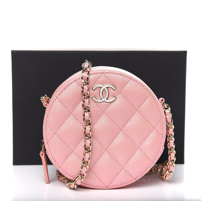 Chanel Iridescent Caviar Resin Quilted Round Clutch With Chain Pink 8 of 8