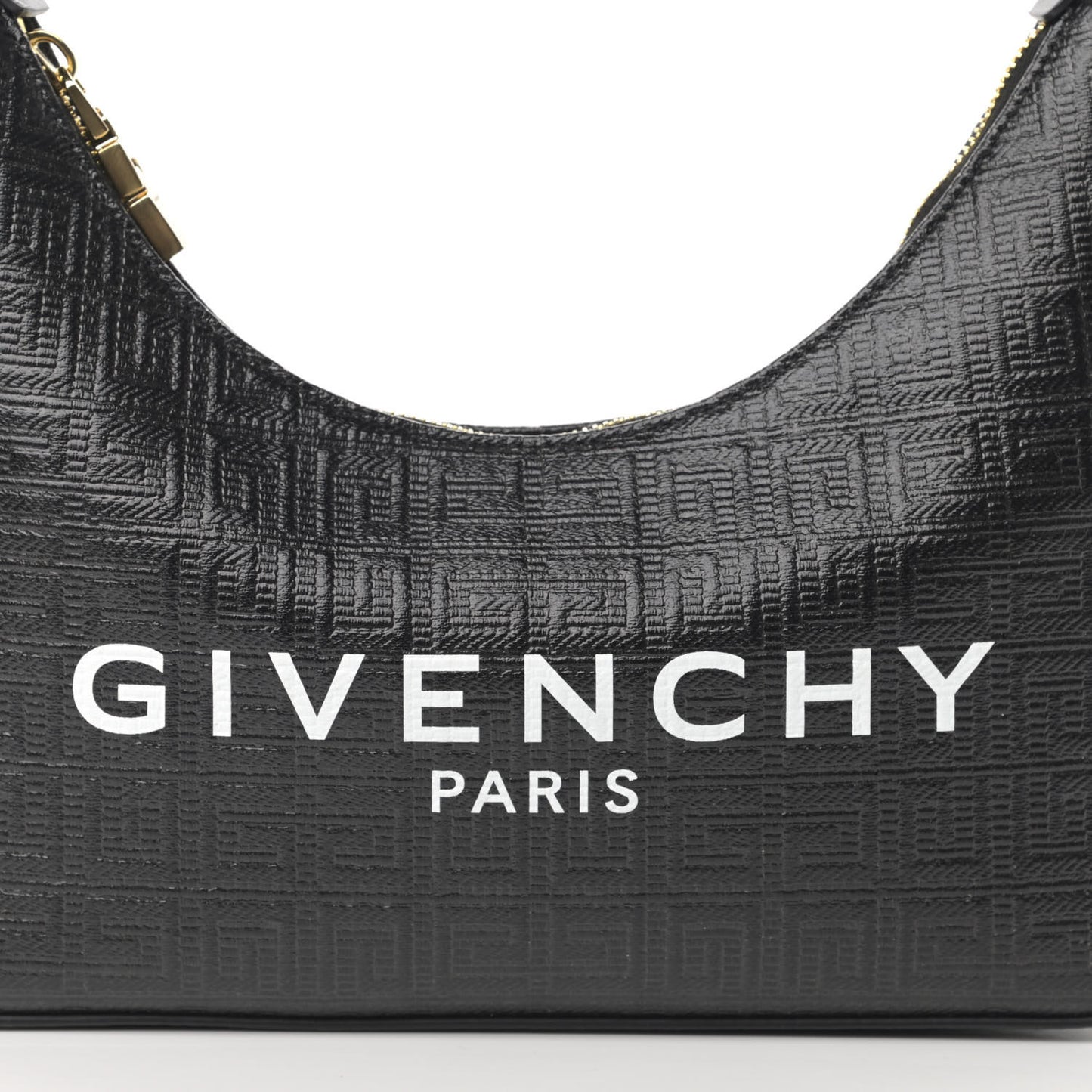Coated Canvas Logo 4G Embossed Small Moon Cut Out Shoulder Bag Black