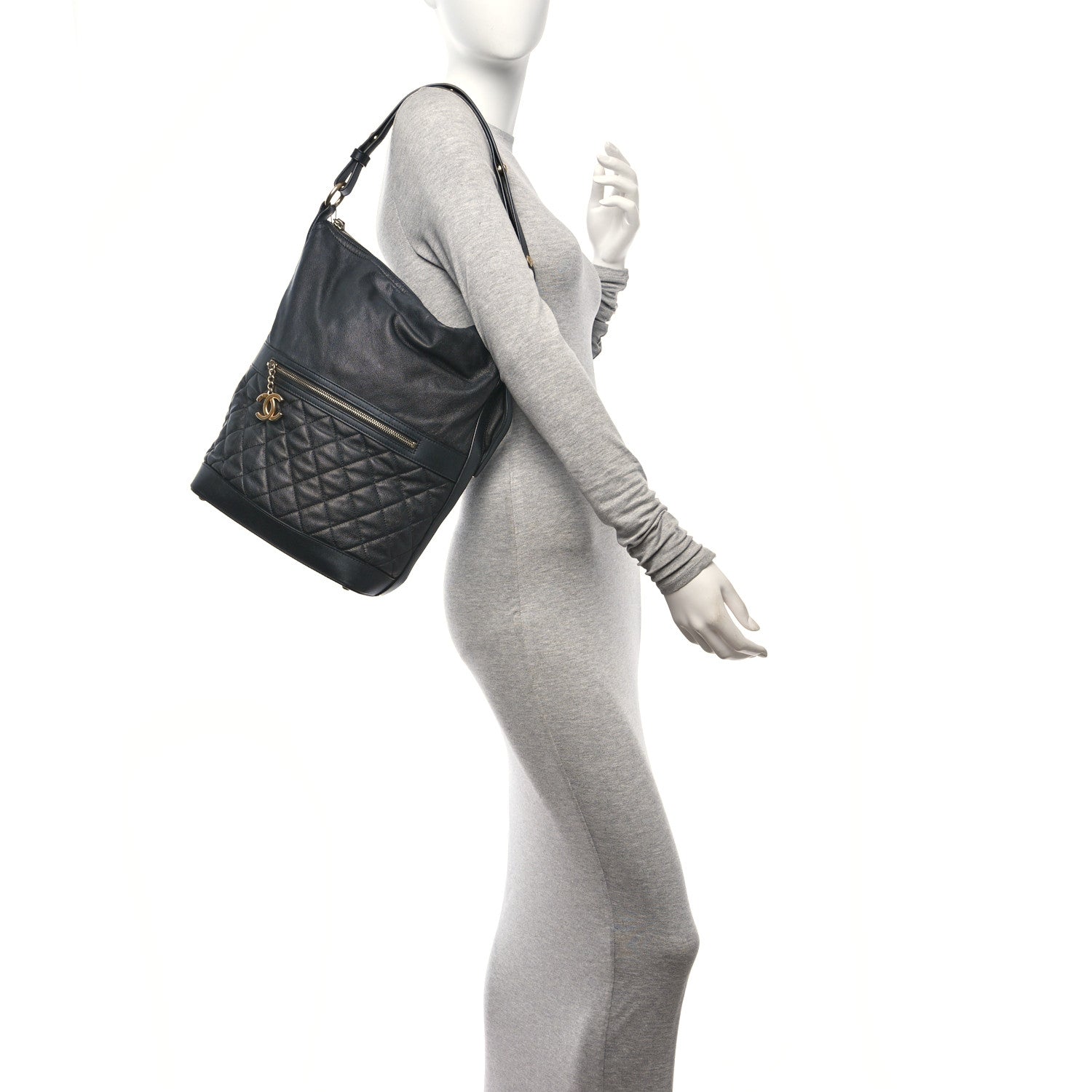 Chanel Caviar Lambskin Quilted Casual Style Hobo Black 2 of 13
