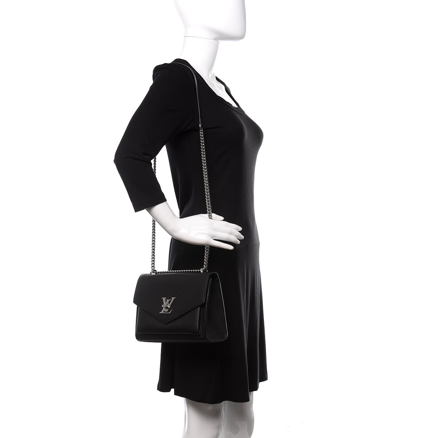 Louis Vuitton Soft Calfskin My Lockme Chain Bag BB Black 2 of 10