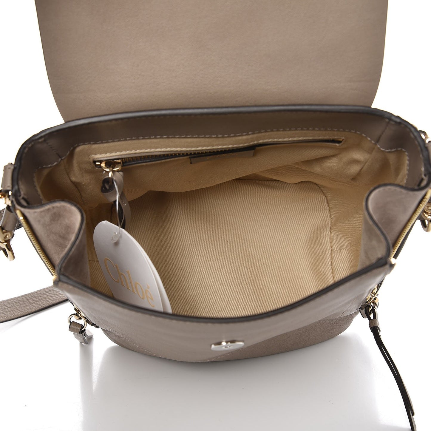 Suede Calfskin Small Faye Backpack Motty Grey