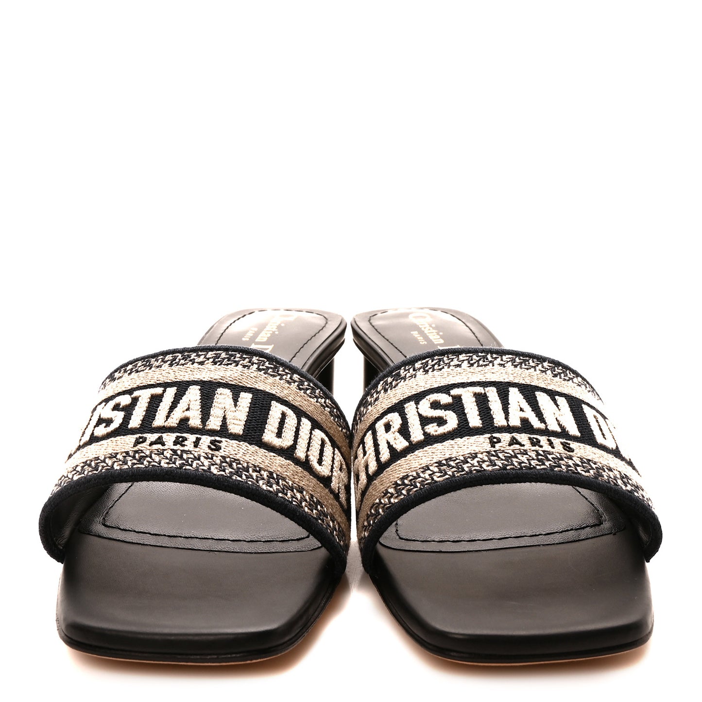 Cotton Embroidered Dway 40mm Slide Sandals 37.5 Deep Blue