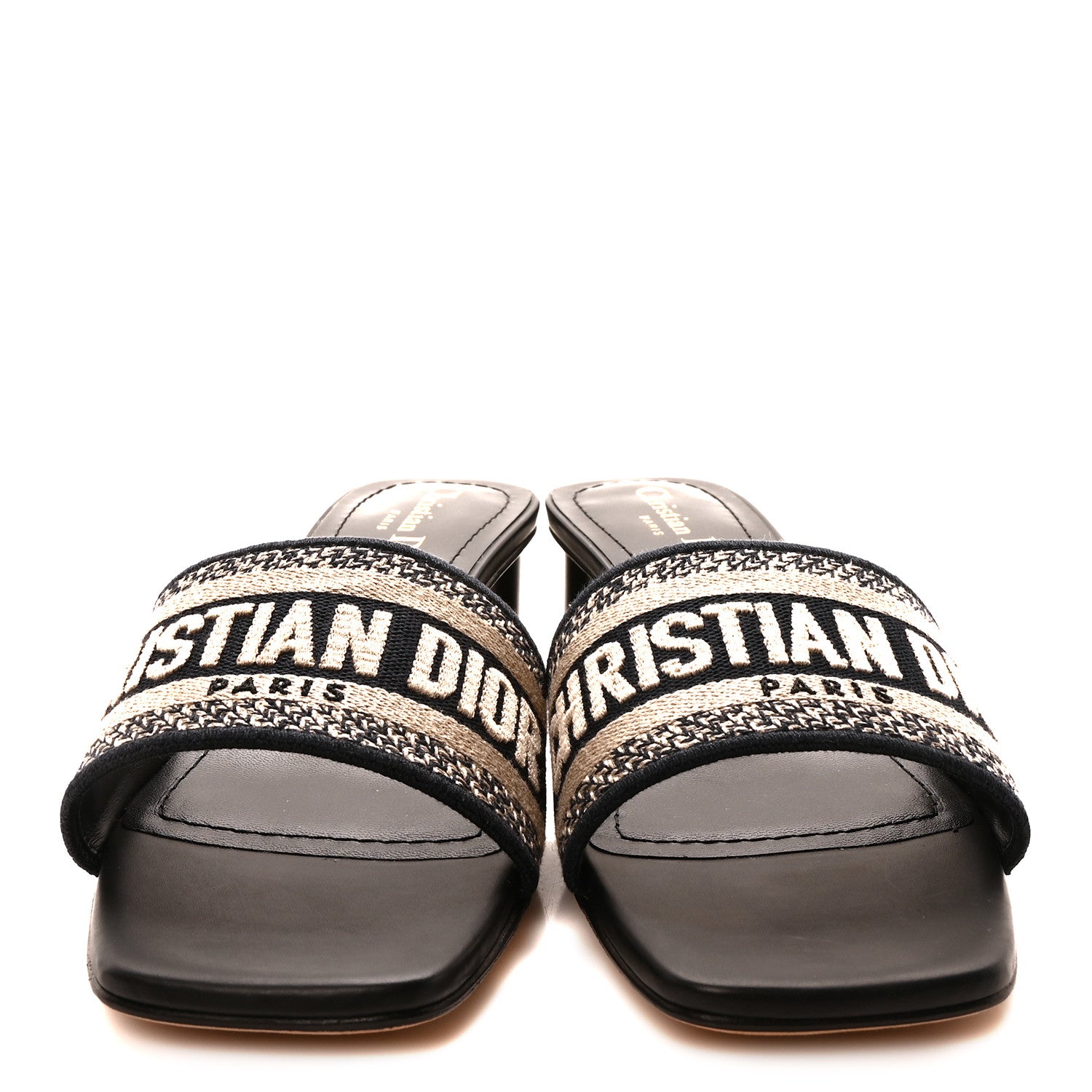 Christian Dior Cotton Embroidered Dway 40mm Slide Sandals 37.5 Deep Blue 3 of 9