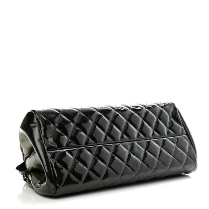 Chanel Patent Quilted Small Just Mademoiselle Bowling Bag Grey Black 3 of 9