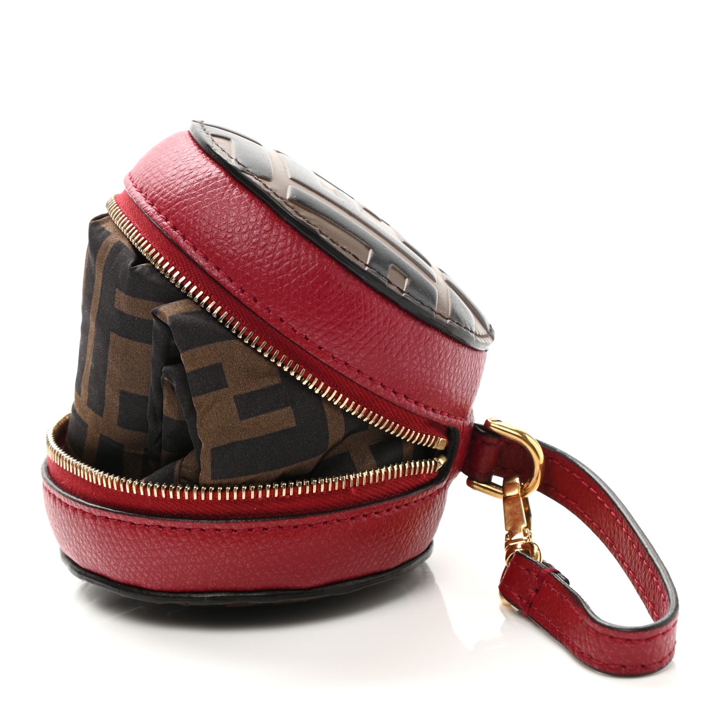 Calfskin FF 1974 Embossed Help Bag Charm Maya Black Red