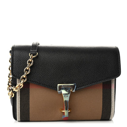 Burberry Derby Calfskin House Check Baby Macken Crossbody Bag Black 1 of 9