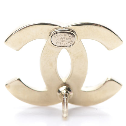 Chanel Crystal Metal CC Paris Button Stud Earrings Gold 4 of 5