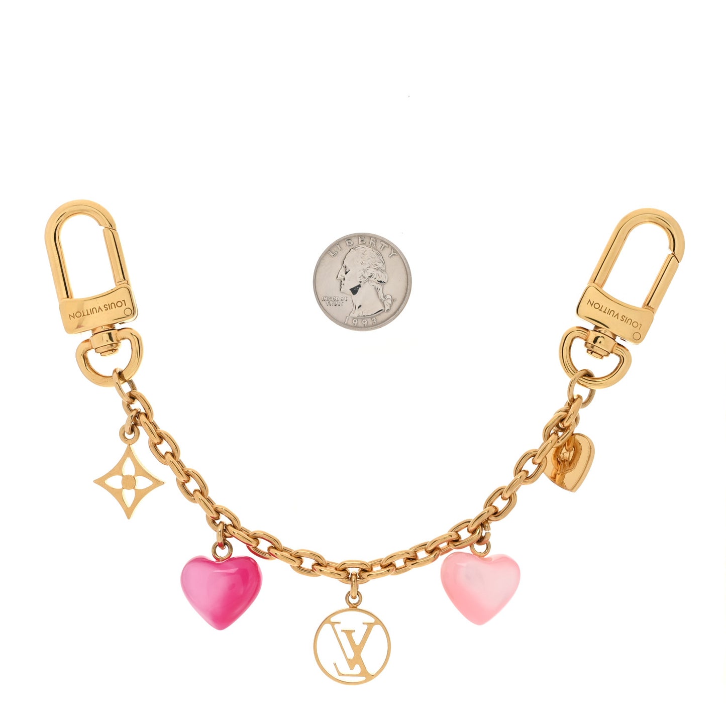 Resin Beloved Family Chain Bag Charm Gold Pink