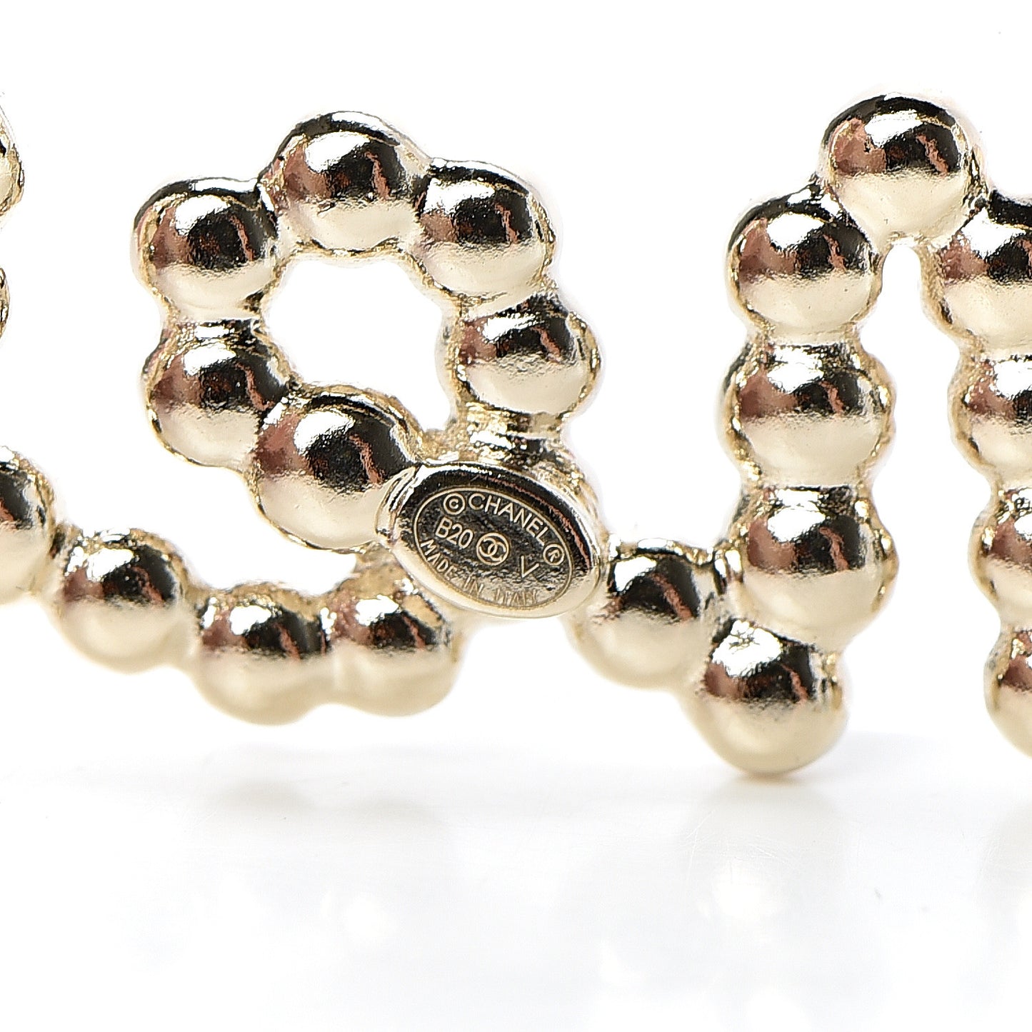 Metal Glass Swirling Pearls Brooch Pin Gold