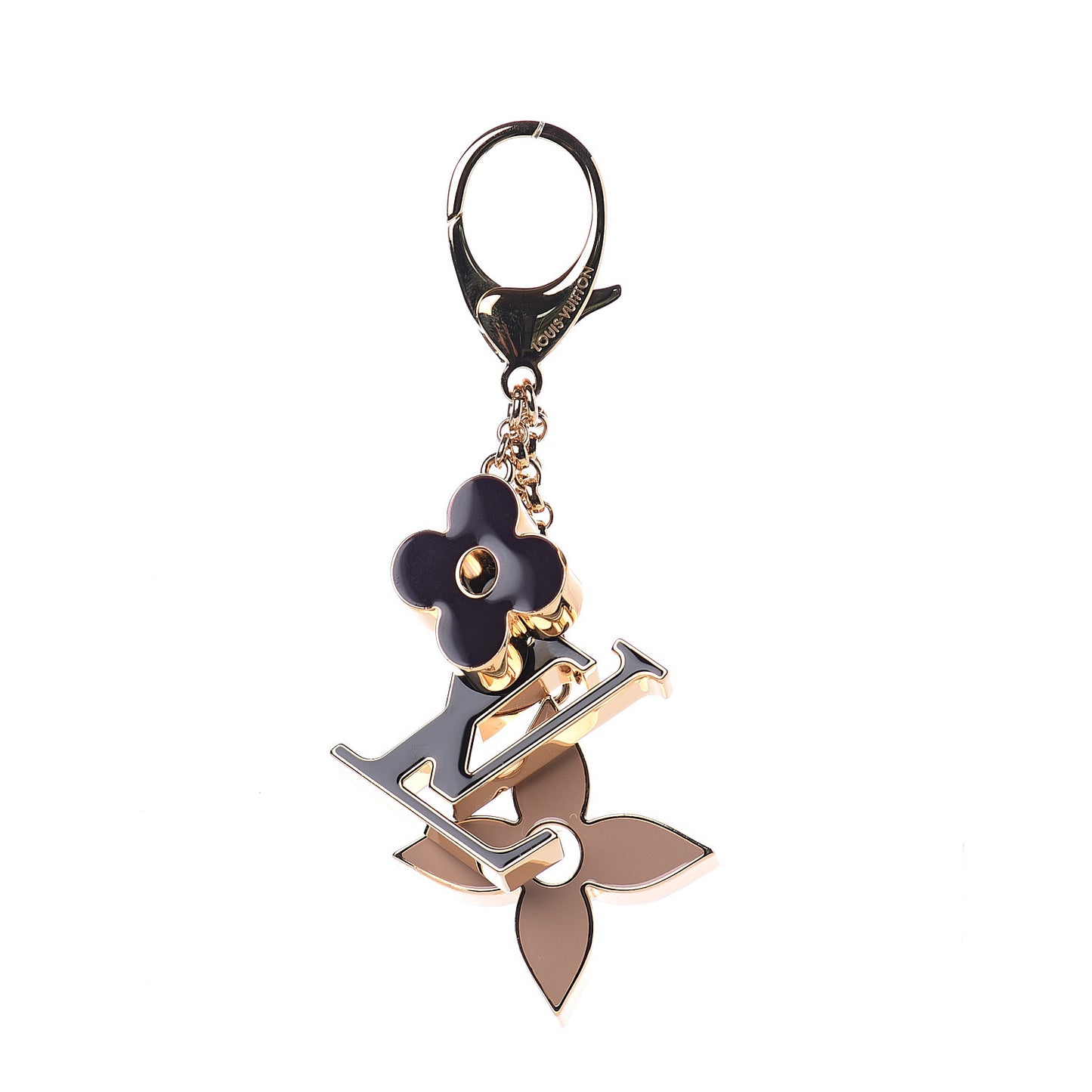 Fleur De Monogram Bag Charm Dore