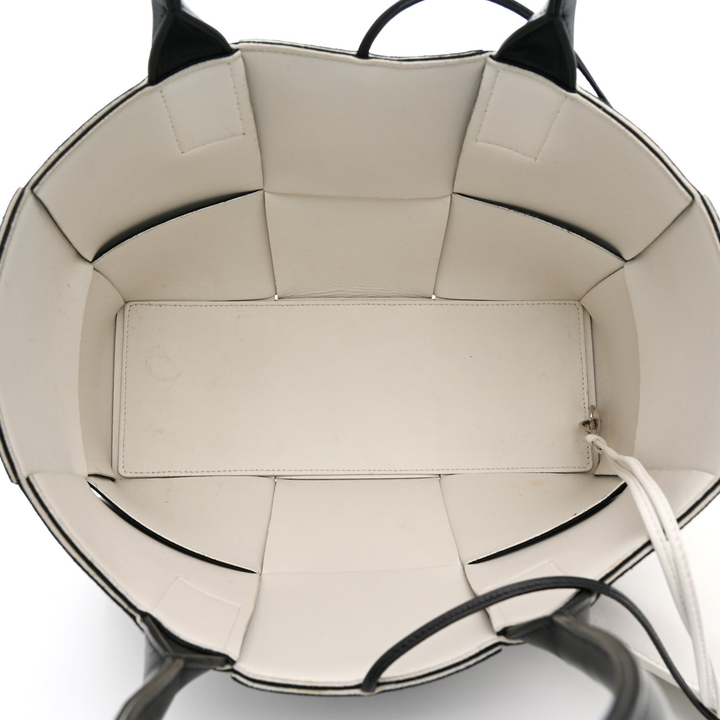 Nappa Maxi Intrecciato Small Arco Tote Black White