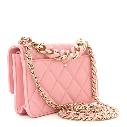 Chanel Lambskin Quilted Resin Bi-Color Chain Wallet On Chain WOC Pink 3 of 13