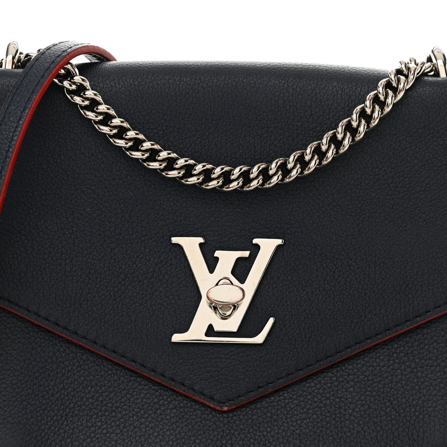 Louis Vuitton Soft Calfskin Mylockme Chain Bag BB Marine Rouge 7 of 12