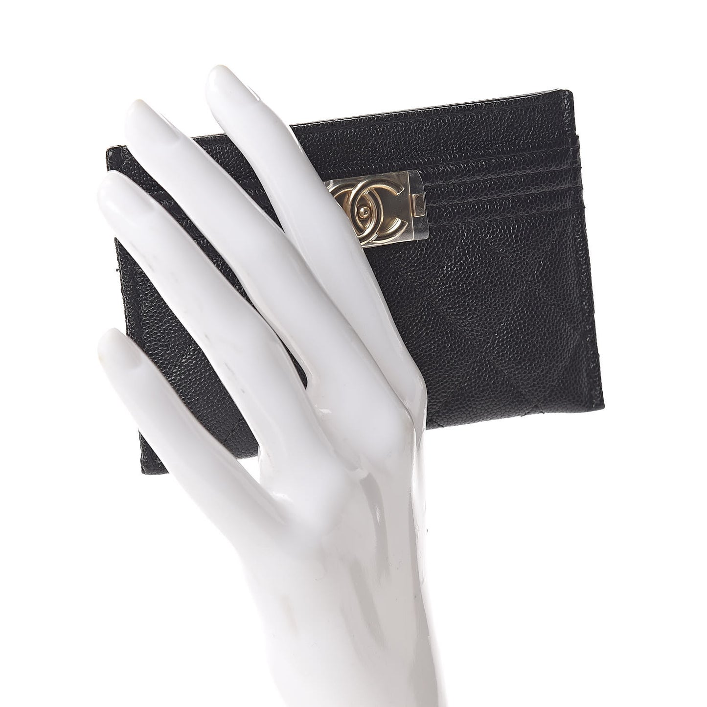 Caviar Quilted Boy Card Holder Black