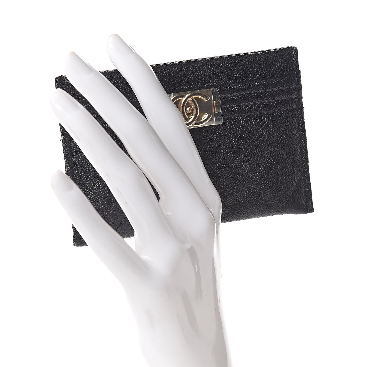 Chanel Caviar Quilted Boy Card Holder Black 2 of 9