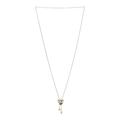 Chanel Enamel Coco Heart CC Lariat Necklace Light Gold 3 of 5