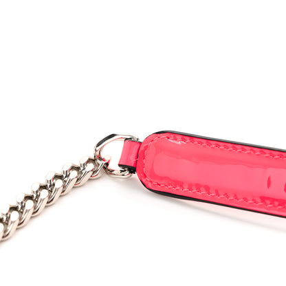 Saint Laurent Patent Calfskin Matelasse Monogram Vicky Chain Wallet Neon Pink 11 of 11
