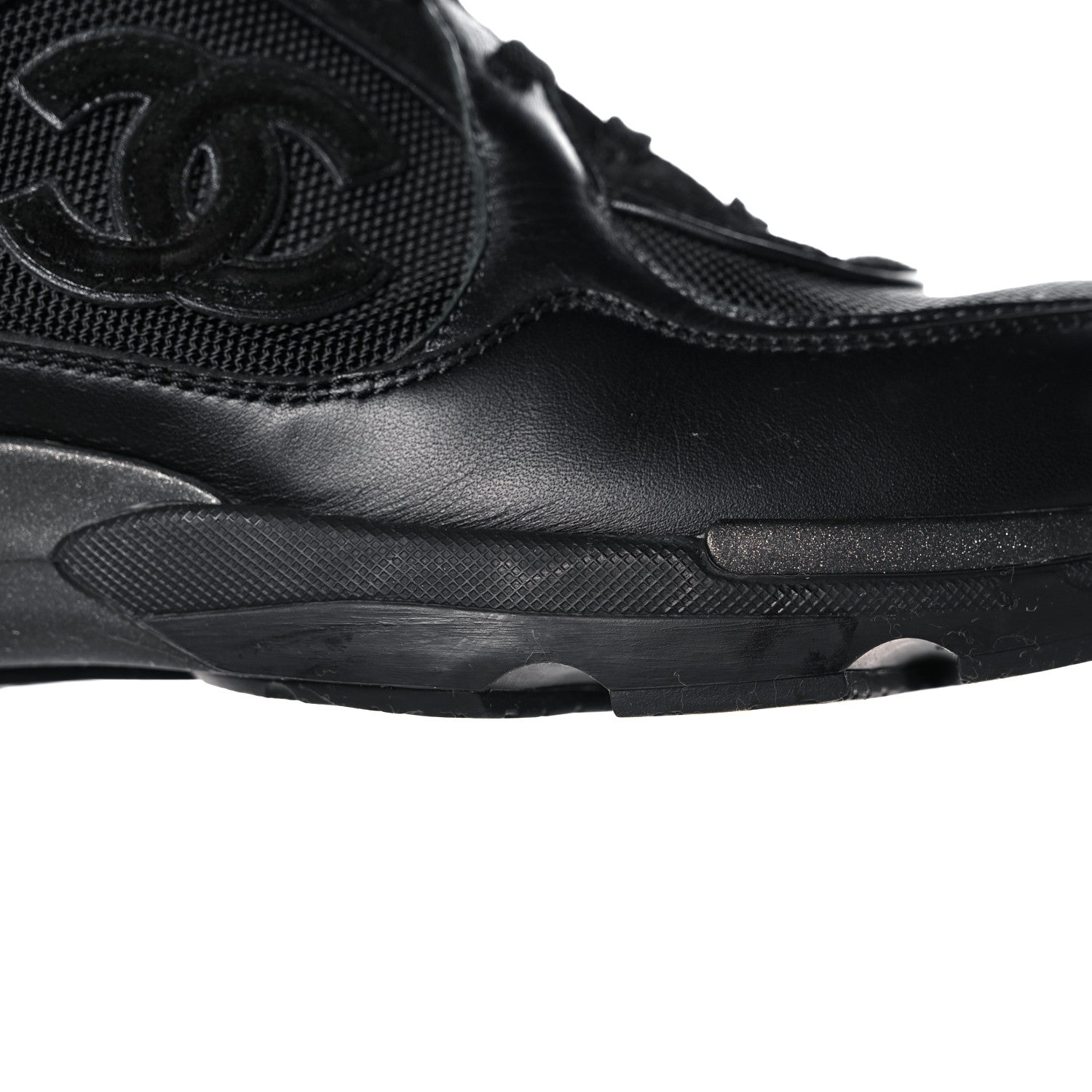 Chanel Toile Suede Calfskin CC Sneakers 39 Black 7 of 9