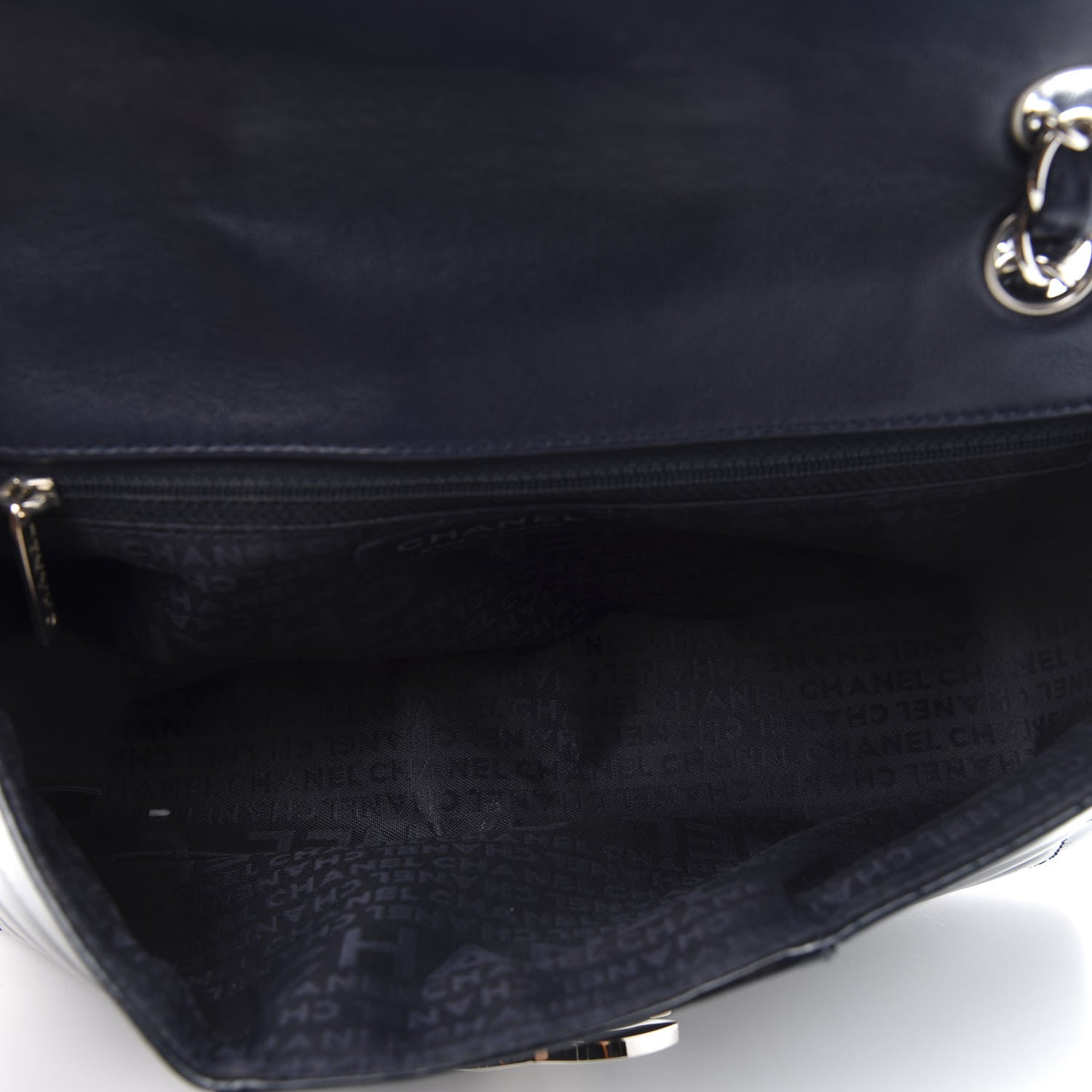 Chanel Patent Horizontal Quilted Medium Single Flap Dark Navy Blue 5 of 11