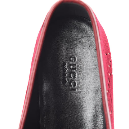 Gucci Velvet Malaga Kid GG Monogram Horsebit Womens Jordaan Loafers 38.5 Red Cipria Romantic Cerise 7 of 9