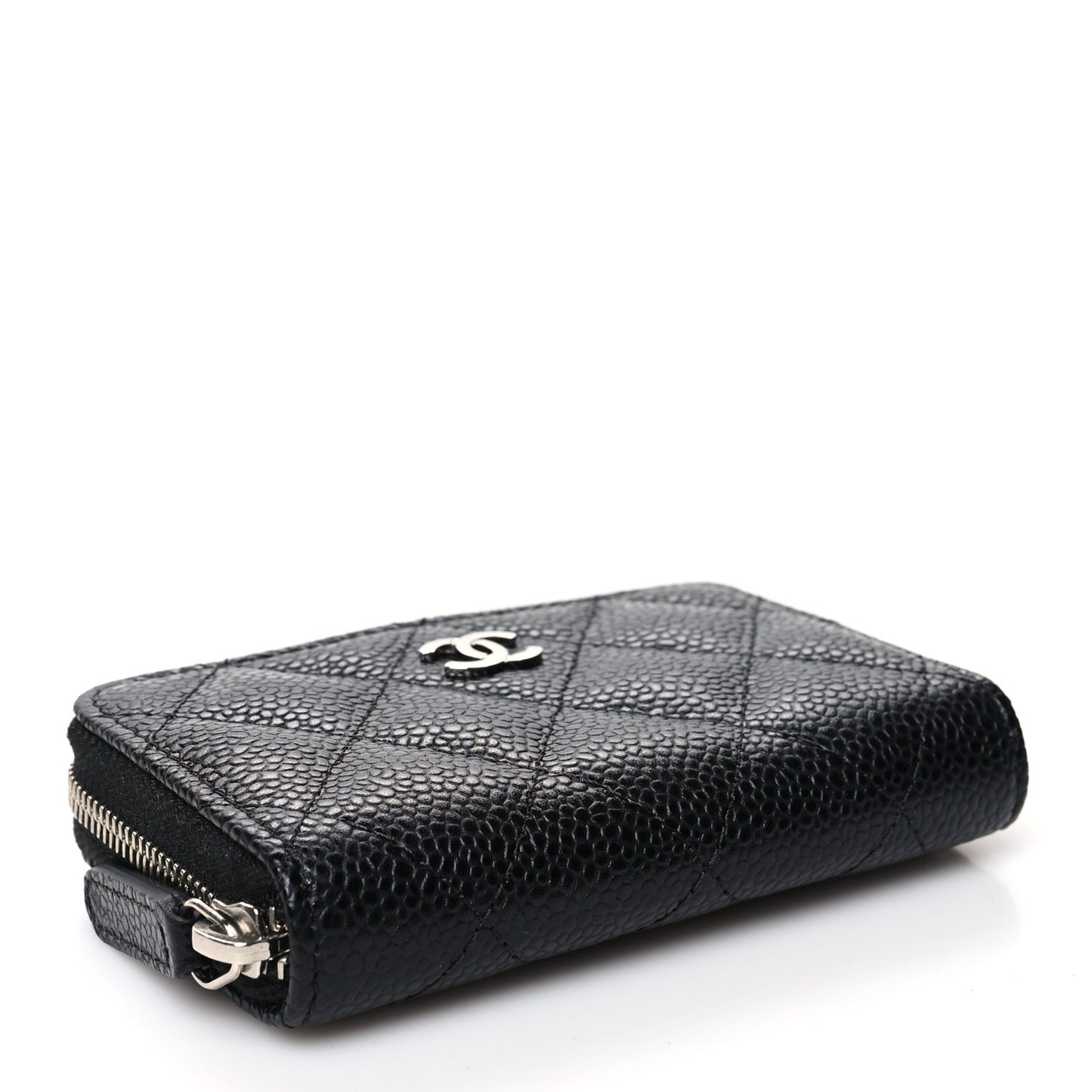 Caviar Quilted Zip Coin Purse Black