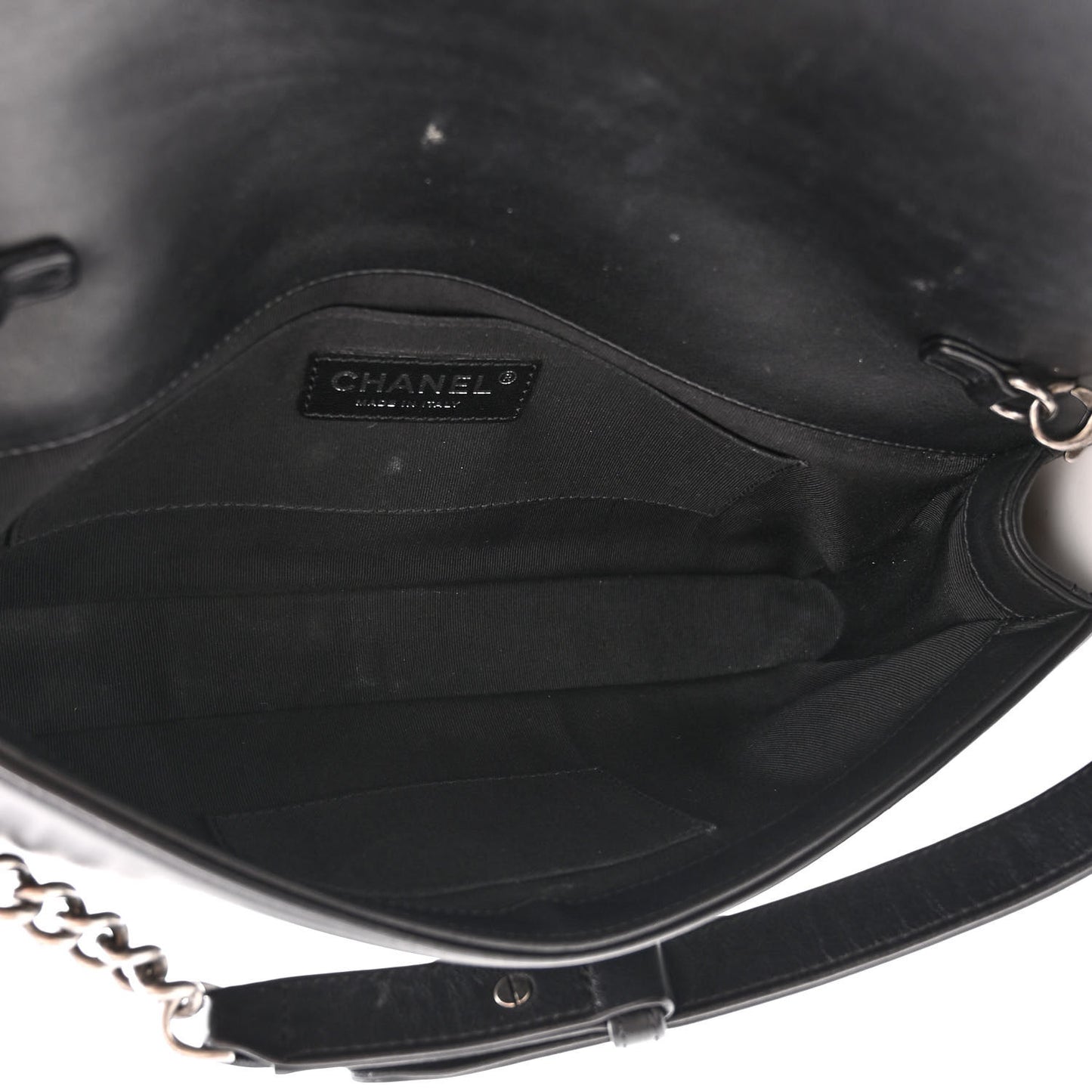 Calfskin Chevron Quilted Boy Convertible Clutch Flap Black