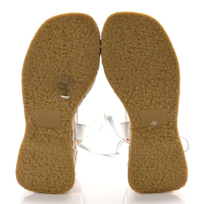 Gucci Nappa Lame Espadrille Wedges 36 Argento 5 of 7