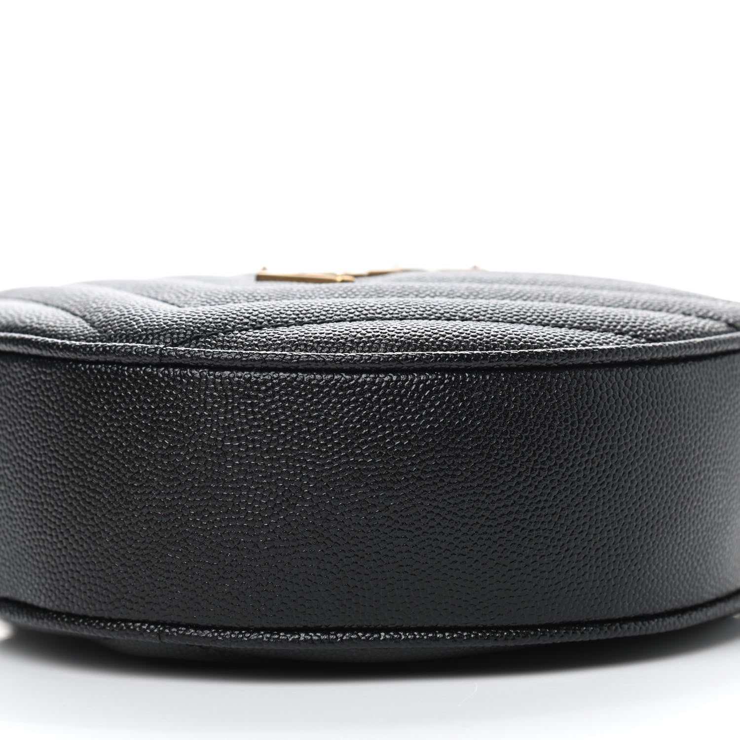 Saint Laurent Grain De Poudre Matelasse Chevron Quilted Round Vinyle Camera Bag Black 7 of 8