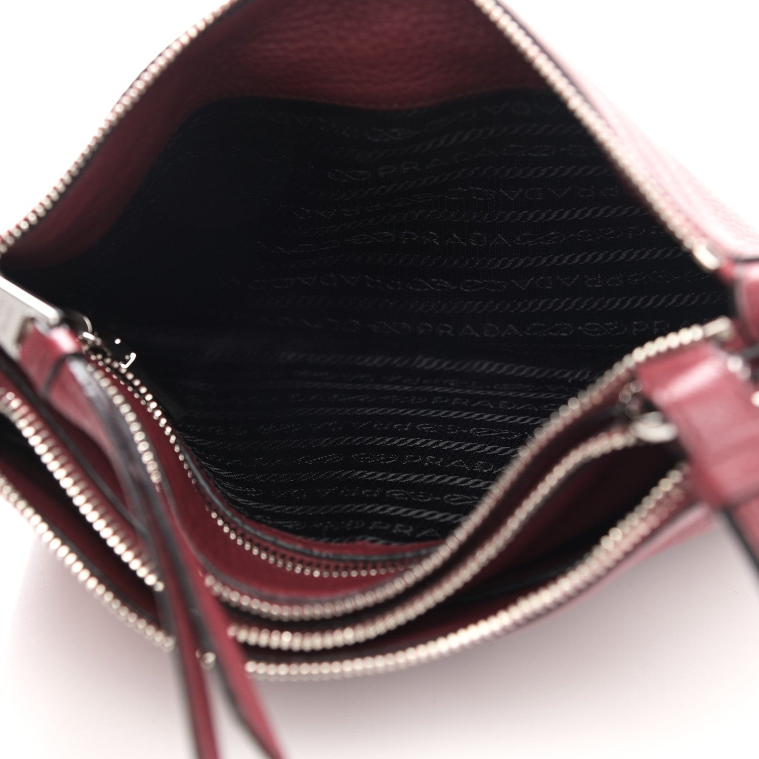 Prada Vitello Phenix Double Zip Crossbody Bag Rubino 5 of 10