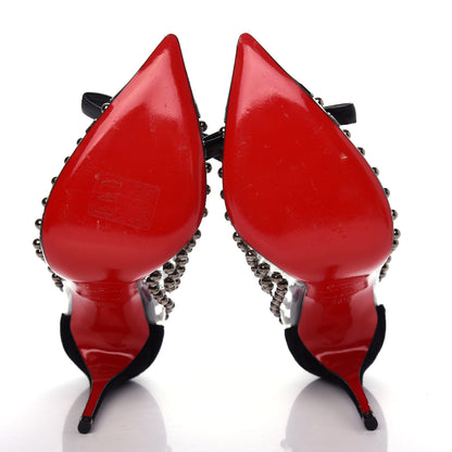 Christian Louboutin Suede Patent Studded Bille et Boule 100 Pumps 36.5 Black 6 of 9