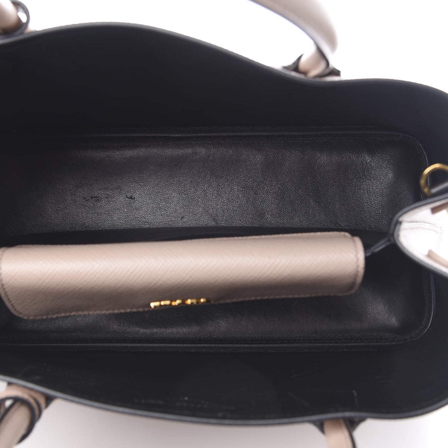 Saffiano Cuir Medium Double Bag Cipria Black