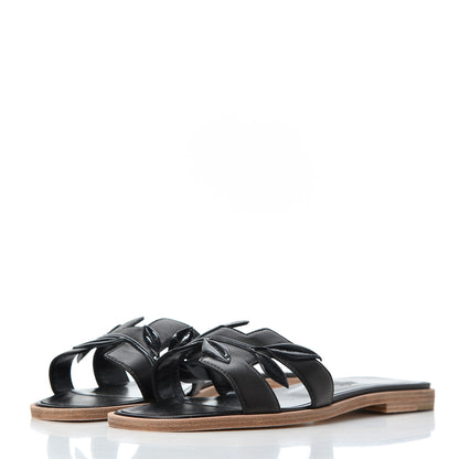 Hermes Nappa Patent Laurel Oran Sandals 35 Black 3 of 18