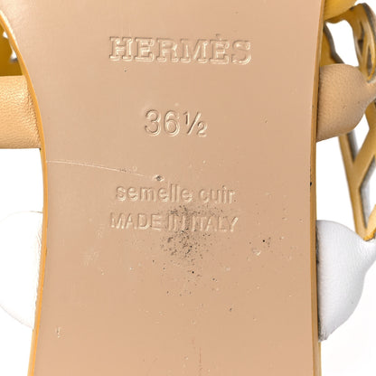 Hermes Nappa Thalassa Sandals 36.5 Jaune Citrone 6 of 9