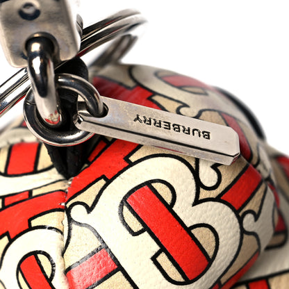 Burberry Grained Calfskin Thomas Hoodie Teddy Bear Keychain Charm Black Red 3 of 5