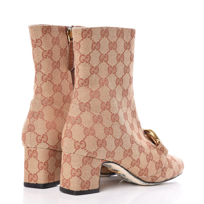Gucci Monogram Malaga Kid GG Victoire 55mm Ankle Boots 36 Beige Ruggine Rust 8 of 16