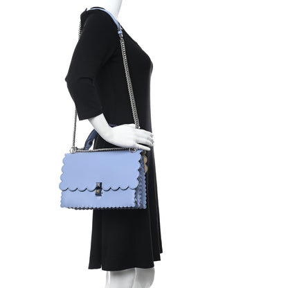 Fendi Vitello Liberty Scalloped Studded Kan I Shoulder Bag Azzurro Sky 3 of 11
