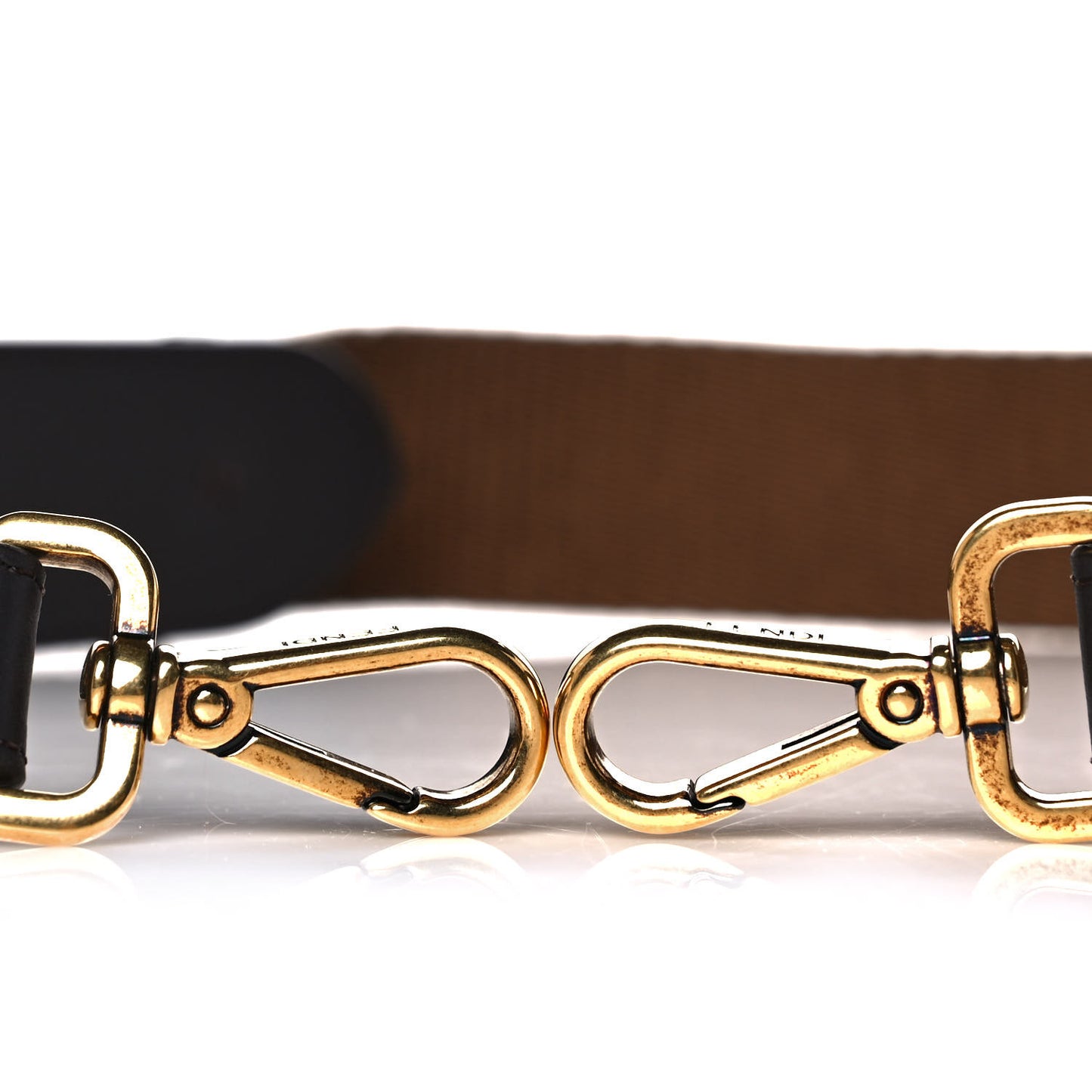 Ribbon Vitello Century FF 1974 Flat Studded Strap You Fango Marrone Ebano