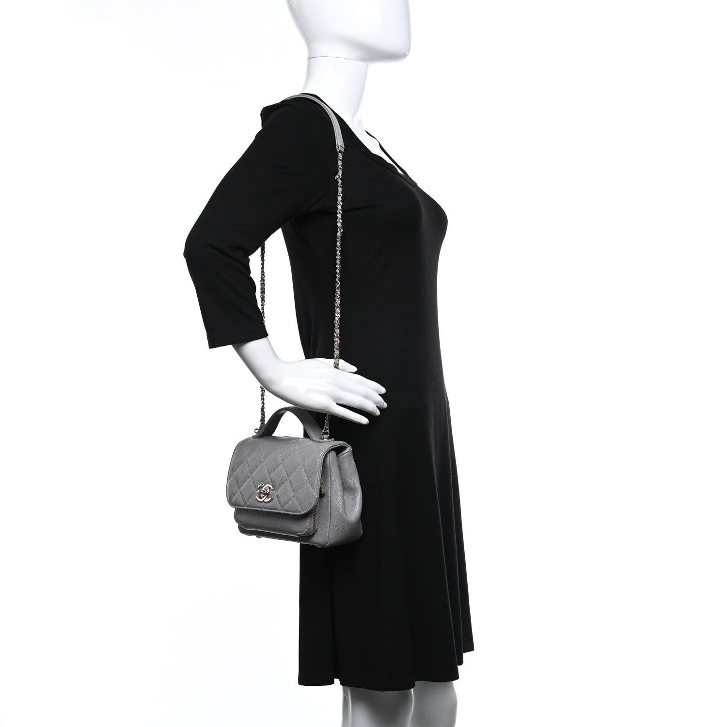Chanel Caviar Quilted Small Business Affinity Flap Grey 2 of 8