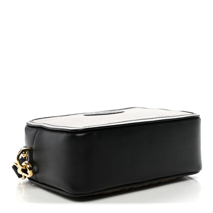 Fendi Glazed Fabric Vitello Century FF 1974 Stamp Patch Mini Camera Case Mogano Panna Black 4 of 10