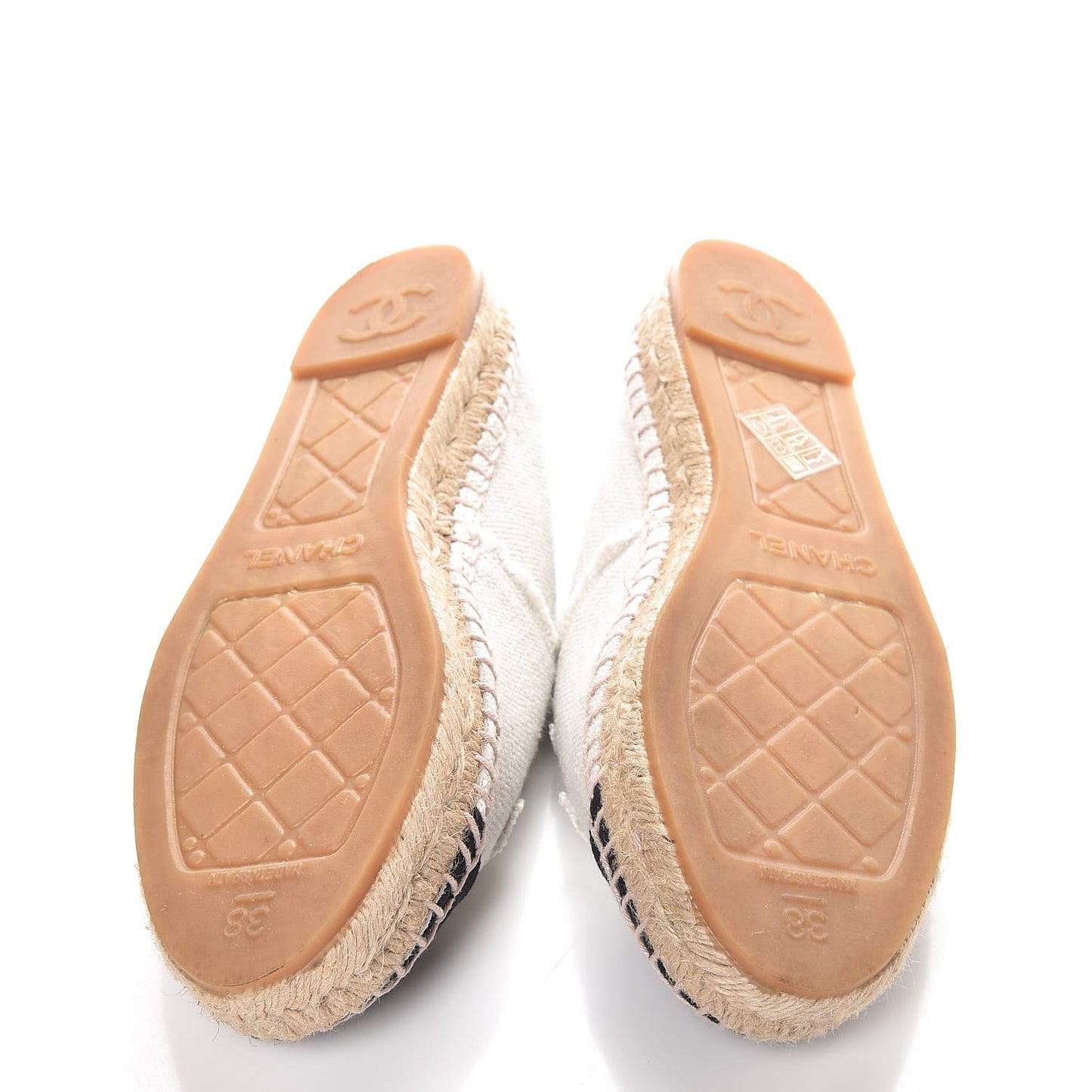 Linen CC Espadrilles 38 Beige Black