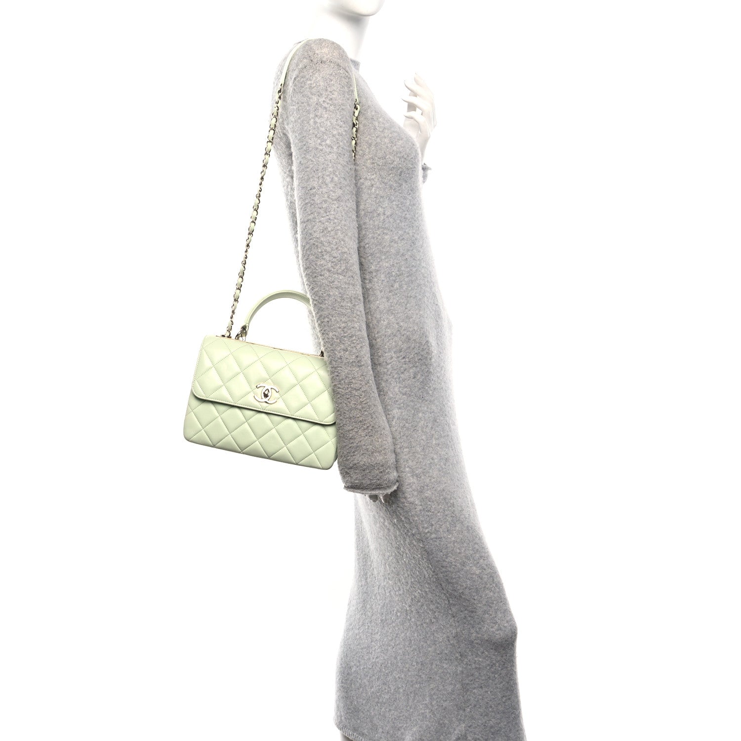 Chanel Lambskin Quilted Small Trendy CC Flap Dual Handle Bag Light Green 2 of 10