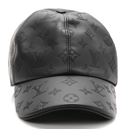 Louis Vuitton Calfskin Monogram Shadow Baseball Cap 62 Black 3 of 9