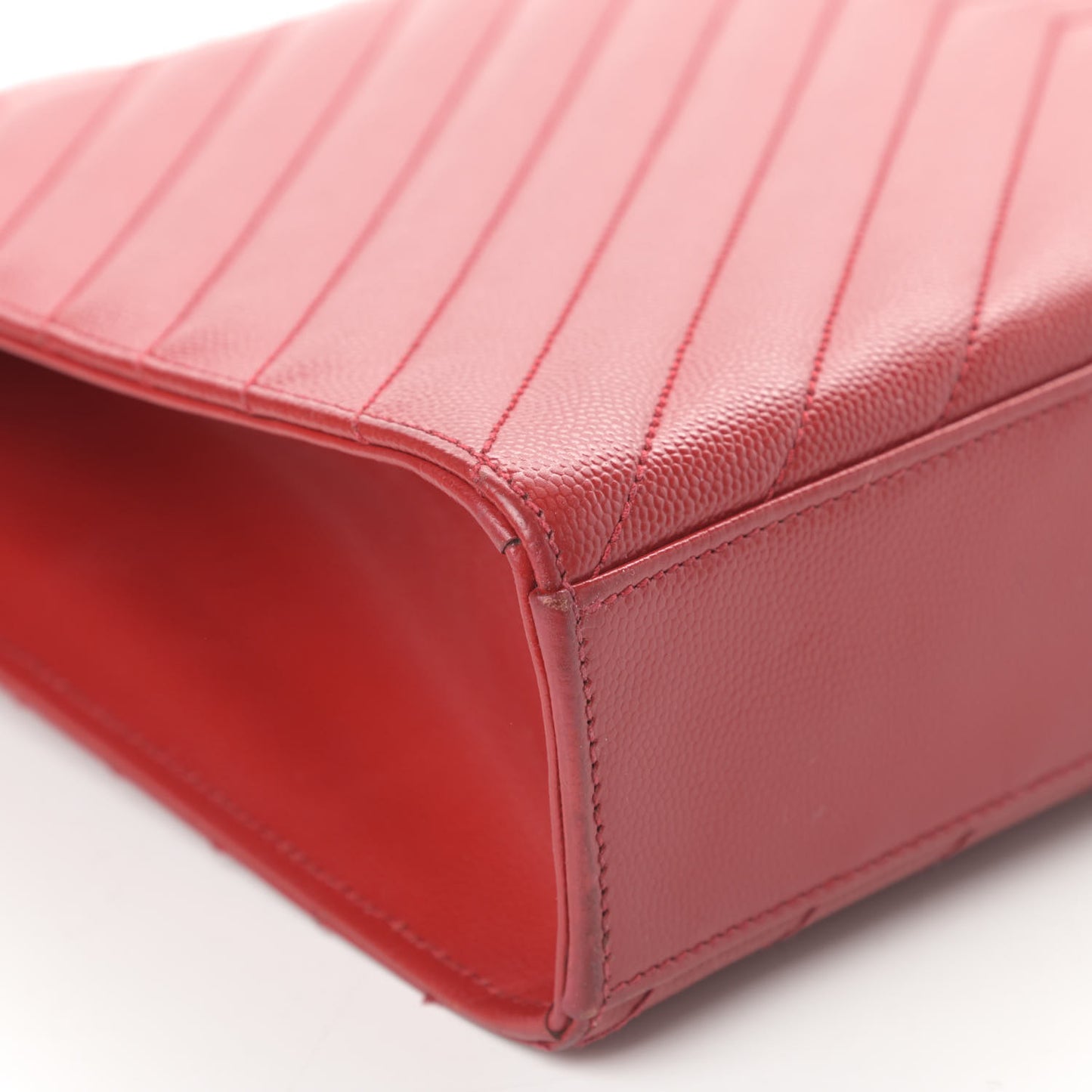 Grain De Poudre Matelasse Chevron Large Monogram Satchel Lipstick Red