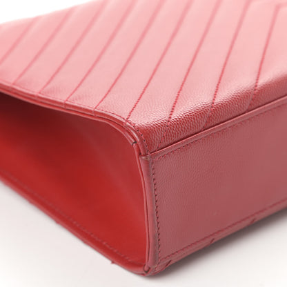 Saint Laurent Grain De Poudre Matelasse Chevron Large Monogram Satchel Lipstick Red 12 of 15